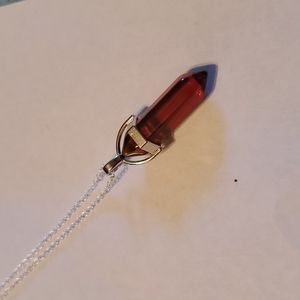 (3 for $15) Crimson Red/Orange Glass Crystal Necklace